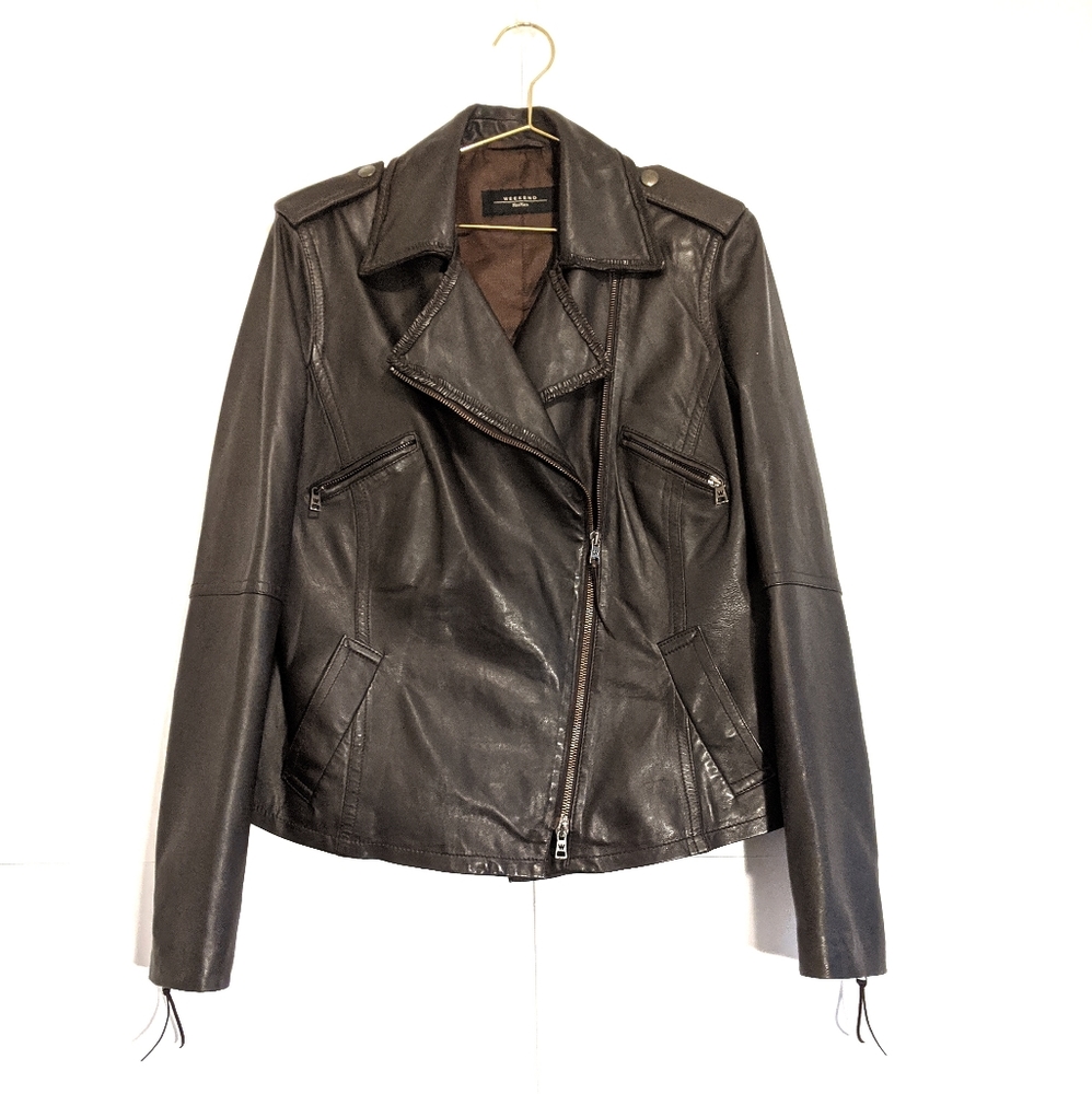 Weekend MaxMara // Dark Motto  Leather Jacket